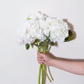 WILD WORKS Artificial Flower Natural Lifelike Real 21 inch Latex Long Stem 4PCS White Hydrangea Flower Bouquets for Christmas Decor Home Party Outdoor Wedding Decoration