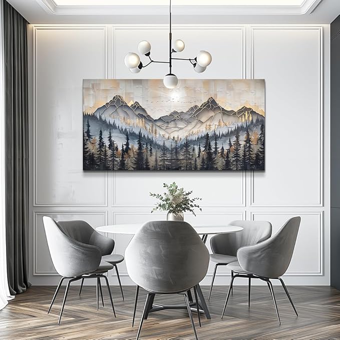 PHAOHUAXM Large Canvas Wall Decor For Bedroom Large Wall Art For Living Room Dining Room Modern Office Abstract Ink-Wash Landscape Mountain Wall Pictures Artworks Home Decor Ready To Hang 30"X60"
