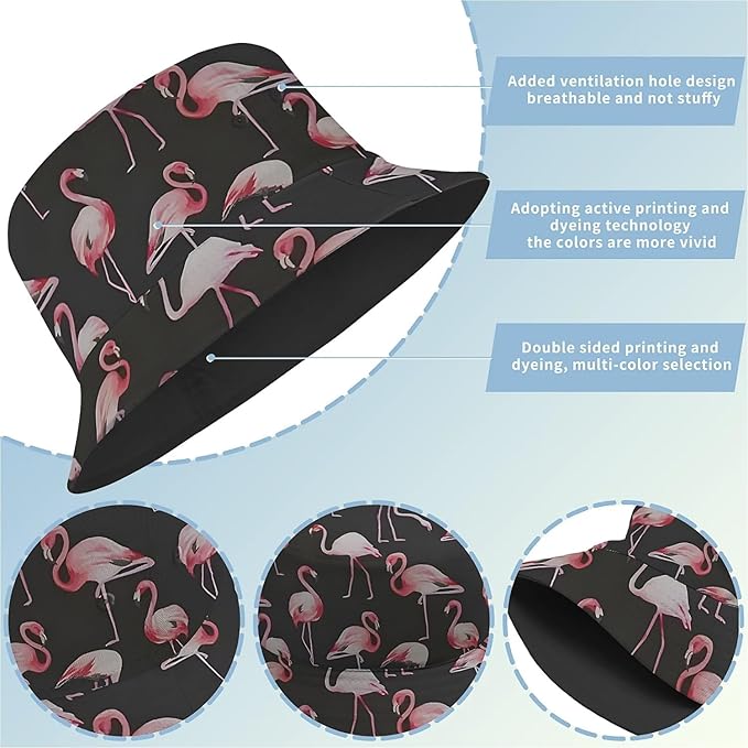 Bucket Hat for Women Men Unisex Sun Cap Packable Outdoor Fisherman Hat Headwear,Reversible Double-Side-Wear