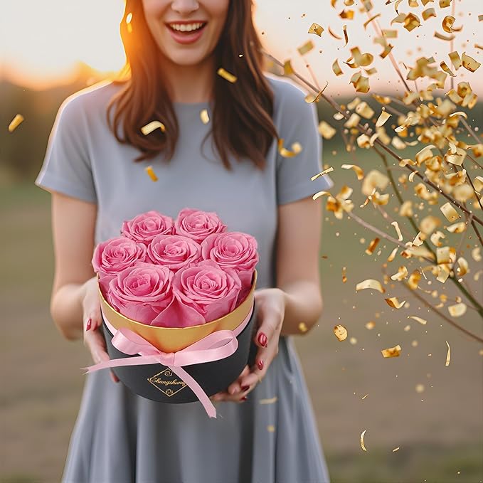 Preserved Roses in a Box, Forever Real Rose Preserved Flowers for Delivery, Eternal Rose Last 2-3 Years, Anniversary Birthday Roses Forever Gifts for Women Mothers, Wife, Her, Mom