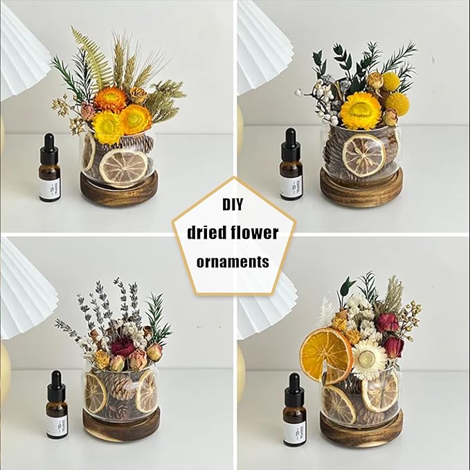 DIY Dried Flower Aromatherapy Kit with Natural Plant Essential Oils, Naturally Dried Flowers and Herbs Ornaments for DIY Flower Craft, Vintage Holiday Decor, Christmas (#C)