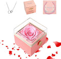 ‌TINGKU Eternal Real Rose Gift Box for Women, Preserved Rose with Customized Name Engraved Heart Necklace, Personalized Romantic Gift for Wife, Girlfriend, Mom, Mother's Day Love Keepsake