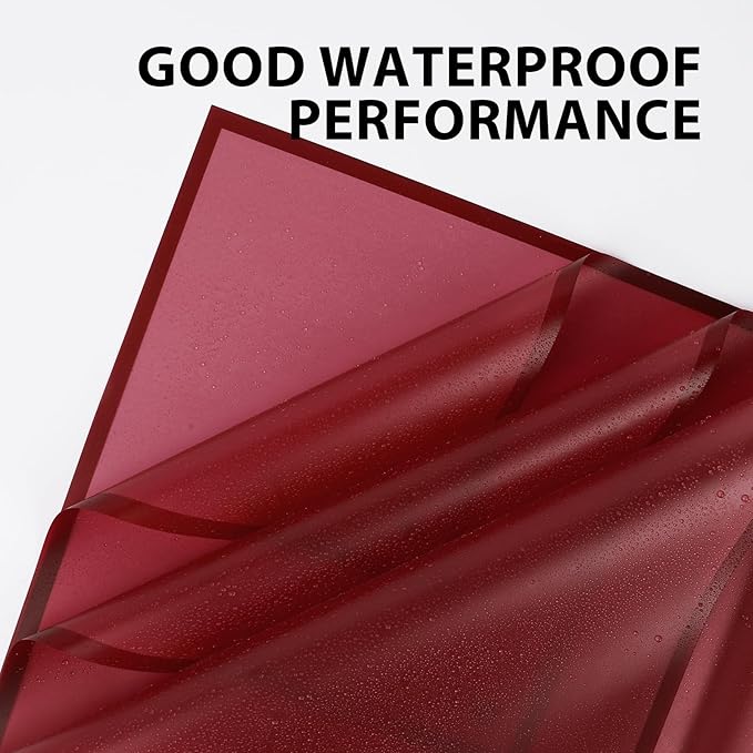 FUHITIM 20 Sheets Flower Wrapping Paper - Waterproof Floral Bouquet Packaging Paper for DIY Crafts，Florist Supplies Packaging Paper for Wedding Birthday Gift (Translucent Wine Red)