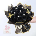 Glitter Roses Bouquet, Shiny Artificial Roses Flowers with Stems DIY Fake Glitter Flowers Bouquet for Valentine's Day, Mother's Day, Anniversary, Graduation, Birthday, 36 Roses (Black)