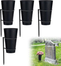 Metal Grave Vase Flower Holder with Spikes Metal Cemetery Vase Flower Holder in ground Decoration with Floral Foam Black for Memorial Markers, Graveside Decor Sign for Outdoor Yard Lawn