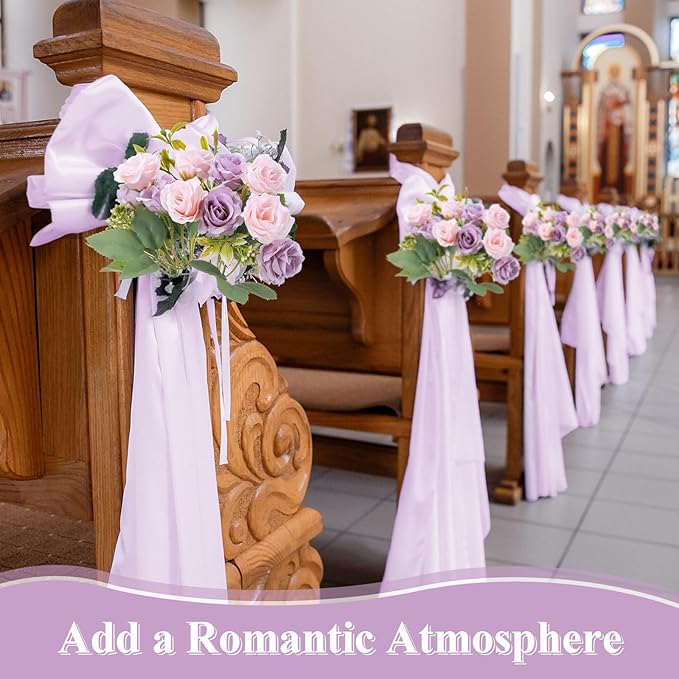 Zeyune 16 Bunches 12 Inch Artificial Mini Rose Bouquet 160 Heads Bridal Flower Bouquets Fake Silk Rose Bulk for Wedding Bridal Shower Christmas Home Office Garden Decoration(Pink and Purple)