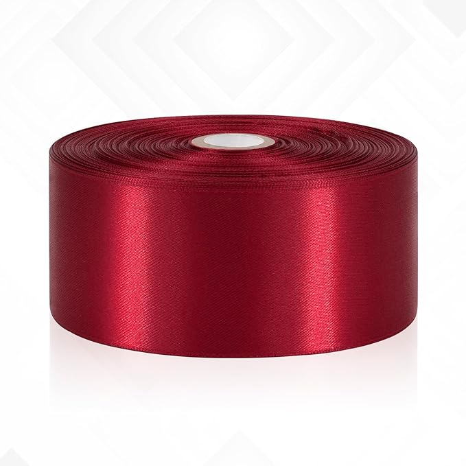Wine Red Ribbon 2 Inch, 60 Yards Wine Red Satin Ribbon for Flower Bouquet, Crafts, Gift Wrapping, Birthday Party, Hair, Wedding and Handmade Roses