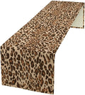 Leopard Skin Print Table Runner, Rustic Cottage Country Farmhouse Wildlife Safari Animal Skin Print Dinner Runner for Home Kitchen Dining Table Party Holiday Decor Brown 13x90in