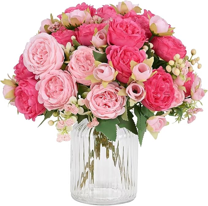 MARTINE MALL 8 Packs Peonies Artificial Flowers, Mixed Pink Artificial Peonies, Silk Peonies Flowers Fake Peonies Artificial Flowers Peonies Bouquet for Centerpiece Table Wedding Party Home Decor