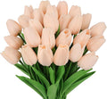MACTING 30 PCS Artificial Tulip Flowers 13.7" Real Touch Fake PU Tulips Bouquet Faux Flowers for Floral Arrangements Table Centerpiece Kitchen Home Indoor Outdoor Summer Decorations (Light Pink)