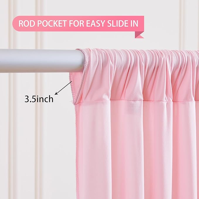 Pink Backdrop Curtains-Wrinkle-Free Polyester Photography Drapes Party Curtain Background for Baby Shower Wedding Decorations- 40 X10FT