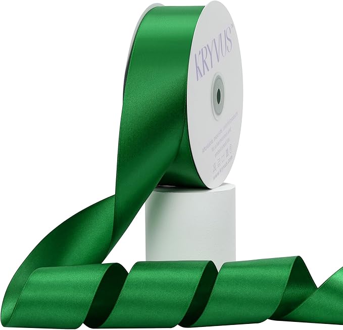 Green Satin Ribbon, Double Faced 2 Inch X 50 Yards Green Ribbon, Premium Satin Ribbon for Gift Wrapping, Crafts, Hair Bow Making, Sewing, Flower Bouquet, Wedding Party Decor