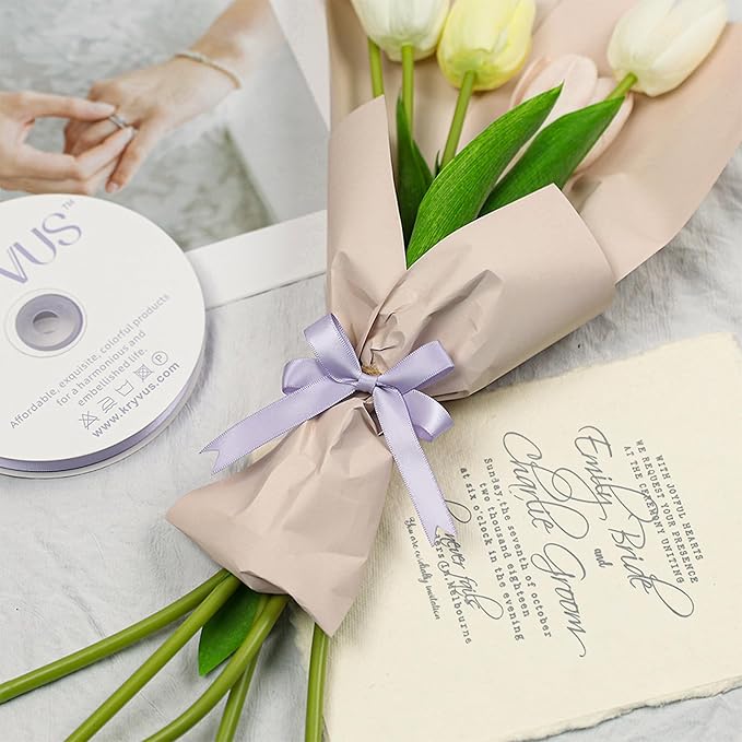Lilac Mist Satin Ribbon, Double Faced 1/2 Inch X 25 Yards Lilac Mist Ribbon, Premium Satin Ribbon for Gift Wrapping, Crafts, Hair Bow Making, Sewing, Flower Bouquet, Wedding Party Decor