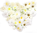 Featuman Mini Silk Flower Heads Craft Flowers Faux Daisy, 40 Pcs Artificial Flowers Fake Rose for Crafts, Artificial Daisies Flower Heads Small Flower for Wedding Party Cap Hair Decoration (White)