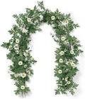 SOMYTING Artificial Daisy Garland Decorative Fake Flower Vine Hanging 5.6Ft Silk Flower Greenery for Home Garden Outdoor Ceremony Wedding Arch Floral Decor (white-2pcs)