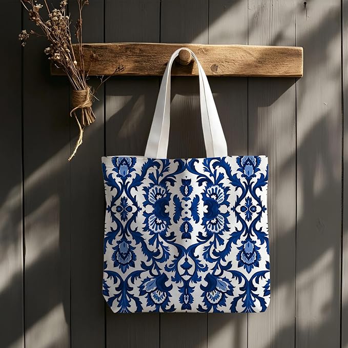 Flowers Tote Bag Gifts for Women, Canvas Aesthetic Reusable Grocery Bags Shopping Bags
