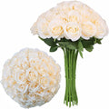 Artificial Rose Flower Artificial Flowers Flower with Long Stem Silk Roses Bouquet for Wedding Bridal Shower Party Home Decoration (Champagne, 30 Pcs)