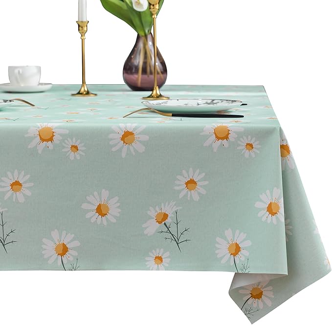 Square Table Cloth,100% Waterproof Tablecloth OilProof SpillProof Vinyl Table Cloth, Wipe Clean Plastic Table Cover for Dining, Camping, Indoor and Outdoor 54" x 54",Mum Bloom