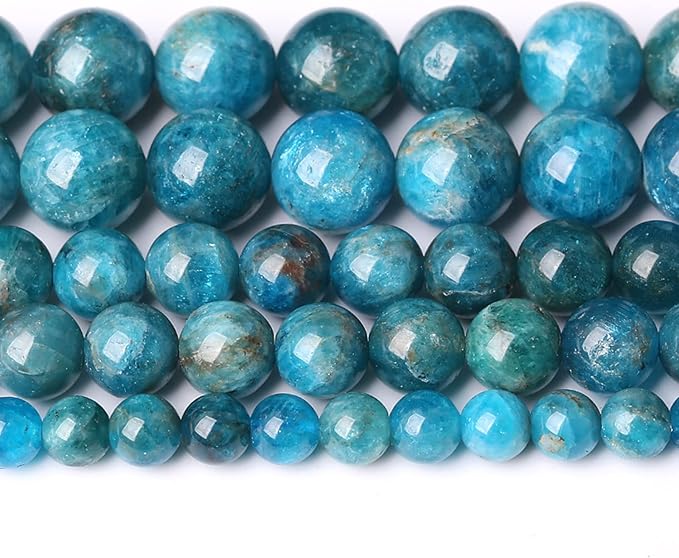 10MM 38PCS Natural Stone Blue Apatite A Grade Loose Beads for Jewelry Making DIY Bracelet