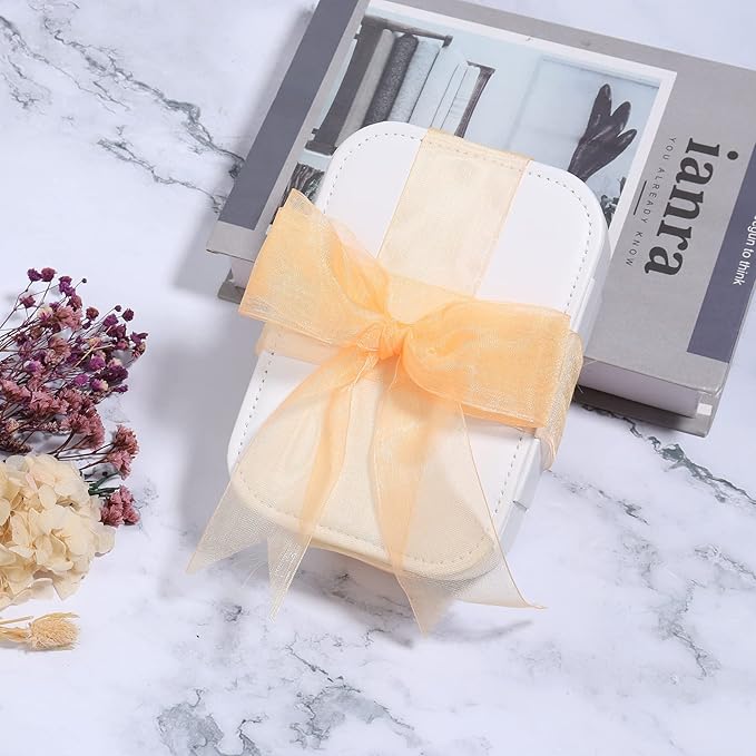 1.5 inch Sheer Organza Ribbon Orange Chiffon Ribbon for Gift Wrapping Christmas Halloween Decoration Wedding Bouquet Crafts 50 Yards