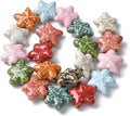 Beadthoven 20pcs Starfish Handmade Porcelain Beads Colorful Printed Ceramic Beads Ocean Sea Star Fish Charm Craft Spacers for Bracelets Necklace Keychain DIY Jewelry Making 20mm Mixed Colors