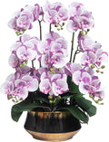 CXGS Orchids Artificial Flower Real Touch Faux Orchid in Large Ceramic Vase Realistic Fake Phalaenopsis Floral Arrangements Centerpiece Table Home Indoor Decor