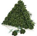 30pcs Fake Roses Artificial Silk Flowers Long Stems Bouquet for Wedding Bridal Shower Party Home Decoration (Green)