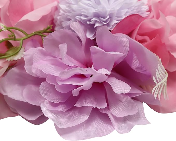 12Pcs Artificial Flower Wall Panel,3D 15" X 15" Silk Rose Mat Artificial Flower Wall,Decorative Backdrop Flower Panels Wall for Wedding Party Stage Baby Shower Decor (White,Pink,Purple)
