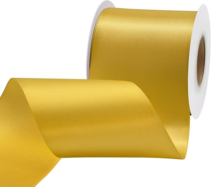 Maize Yellow Satin Ribbon 3 inch X 15 Yards Polyester Ribbon for Gift Wrapping Very Suitable for Weddings Party Hair Bow Invitation Decorations and More