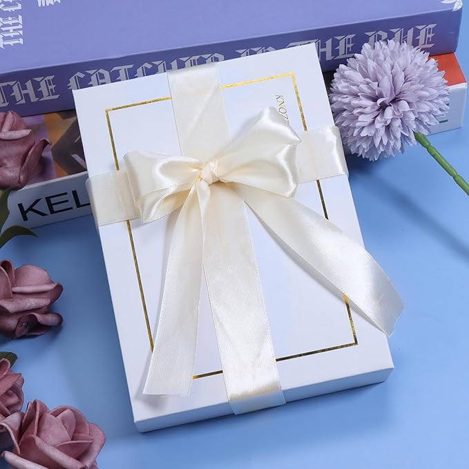 Ivory Ribbon for Gift Wrapping, 1 inch Polyester Satin Hair Ribbons for Flower Bouquet, Weeding Decoration, Baby Shower, Crafts Bows Fabric Christmas Ribbon 25 Yards