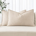 MIULEE Decorative Linen Lumbar Pillow Covers 12x20 Inch Natural Beige Boho Farmhouse Neutral Christmas Couch Throw Pillows for Bed Pack of 2 Accent Modern Pillowcase Sofa Livingroom Home Decor
