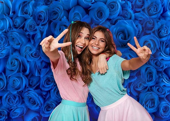 Blue Rose Flower Backdrop Royal Blue Rose Floral Valentines Day Photography Background Wedding Bridal Shower Photo Backdrops Birthday Party Decorations Portraits Photo Shoot Props 8x6ft