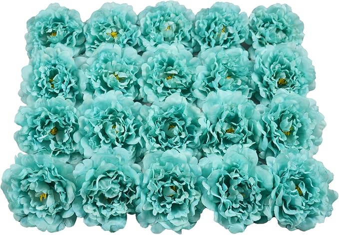 20pcs 5" Artificial Flower Peonies, Silk Peonies with 6" Stems, Flowers Suitable for Wedding Bouquets, Home Party Decoration (Emerald Green)