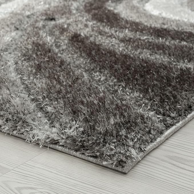 LUXE WEAVERS Lantanas Collection 7070 Grey 5x7 Modern Shag Geometric Area Rug