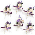Ling's moment Boutonniere for Men, 6pcs Groom Groomsmen Boutonniere, Artificial Flowers for Wedding Decor/Prom/Homecoming, etc.Purple Lavender Lilac