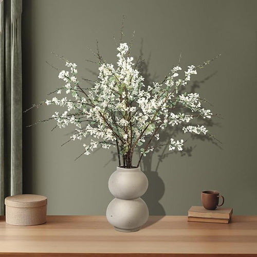 10PCS White Snow Willow Branches – 32'' Real Touch Artificial Flowers, Tall Branches for Vase, Everyday Faux Floral Arrangements for Living Room, Entryway, Office, Farmhouse Minimalist Home Décor