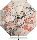 Automatic Folding Umbrella Windproof Strong, UV Protection Compact Floral Hydrangea Hummingbird Sun Rain Sun Rain Travel Umbrellas for Women Men