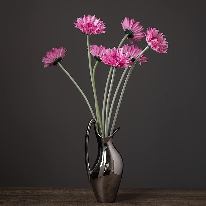 12pcs Artificial Gerbera Daisies,22 Inch Long Stem Silk Daisy Flowers,Realistic Artificial Flower Mums for Home Décor Centerpiece Wreath Supplies Wedding Bouquet,Pink