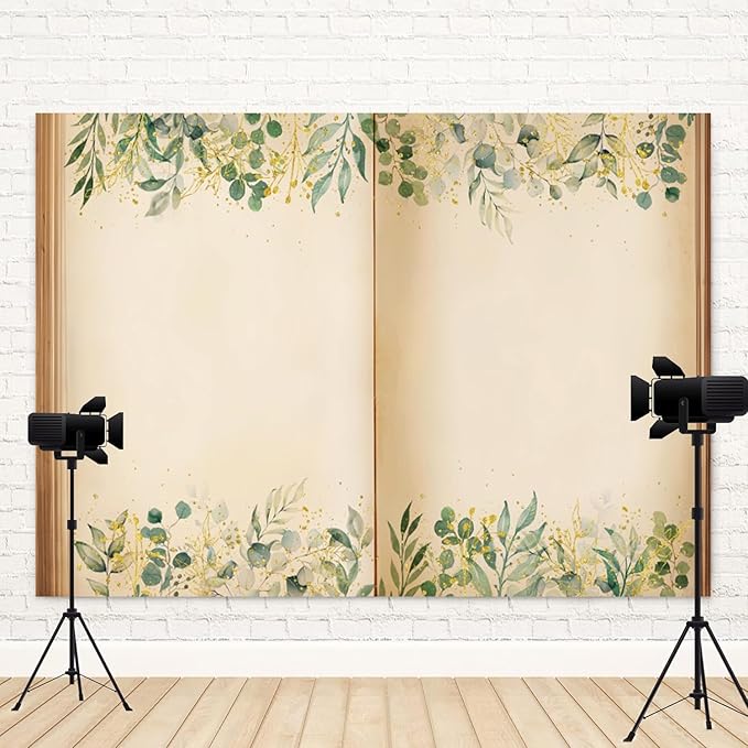 6x4ft Fairy Tale Books Backdrop Once Upon a Time Storybook Photography Background Green Leaves Foliage Old Open Magic Book Romantic Wedding Decorations Birthday Baby Shower Photo Booth Prop