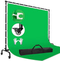7x10ft Green Screen Backdrop Kit with Stand, 9.5x9.5ft Large Greenscreen Background Movable Backdrop Stand with Wheels for Streaming, Photography, Video Recording