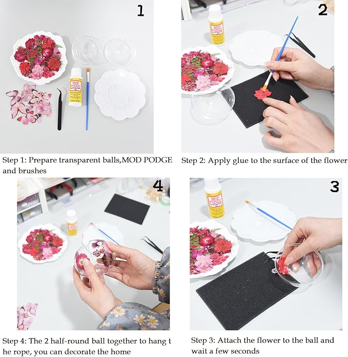 110Pcs Red Dried Pressed Flowers for Crafts,Xinxinran Dry Flower Kit for Resin Molds,Epoxy Resin Accessories,Bookmark,Nails, Jewelry Molds,Candle Making Supplies,Soap,Frame