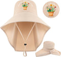 Garden Hats for Women Gardener Gifts Sun Protection Wide Brim Embroidered Hat with Neck Flap for Christmas Birthday