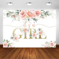 Avezano Blush Pink Floral Baby Shower Backdrop for Girls Photography Background It's a Girl Baby Shower Decorations Blush Pink Party Photoshoot Backdrops (8x6ft)