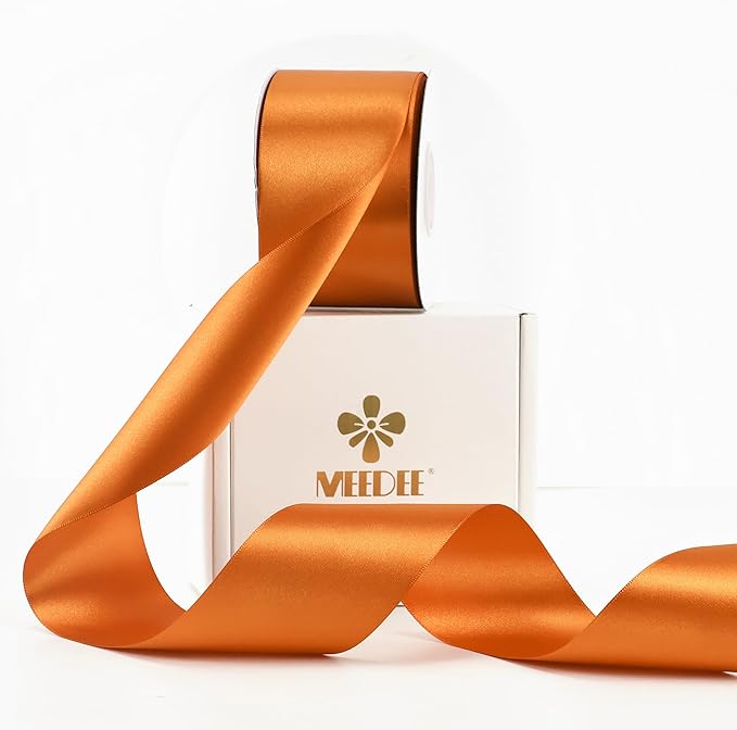 MEEDEE Orange Satin Ribbon - 25 Yards Double Faced Satin Ribbon for Christmas, Thanksgiving, Halloween, Wreaths, Bows, Crafts, Weddings, Flower Bouquets
