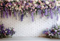 Baocicco Purple Floral Wall Backdrops 15x10ft Flowers White Brick Wall Backdrops for Photoshoot Valentine Day Decorations Anniversary Wedding Banner Supplies Birthday Baby Shower Photo Props