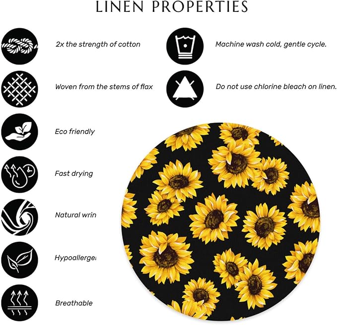 Flower Round Placemat Set of 4 Elegant Linen Table Mats for Dining, Heat Resistant, Stain Resistant Perfect for Dinner Parties, Restaurants, and Everyday Use