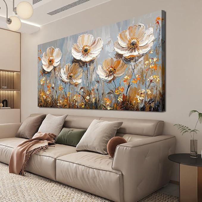 Canvas Wall Art Decor Art Work for Wall Decor Large Vintage Gold Wall Art Prints Wall Art Pictures for Living Room Nature Flower Wall Art Oversized Artwork for Walls Bedroom Office Decor 29" X 58"