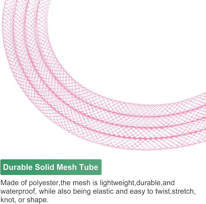 Mesh Tube Ribbon 45 Yards, 4mm Elastic Fabric Ribbons Mesh Tubing for Crafts/Gift Wrapping/Flower Bouquets/Wedding/Birthday/Holiday/Wreaths Christmas/Decoration[Peach]