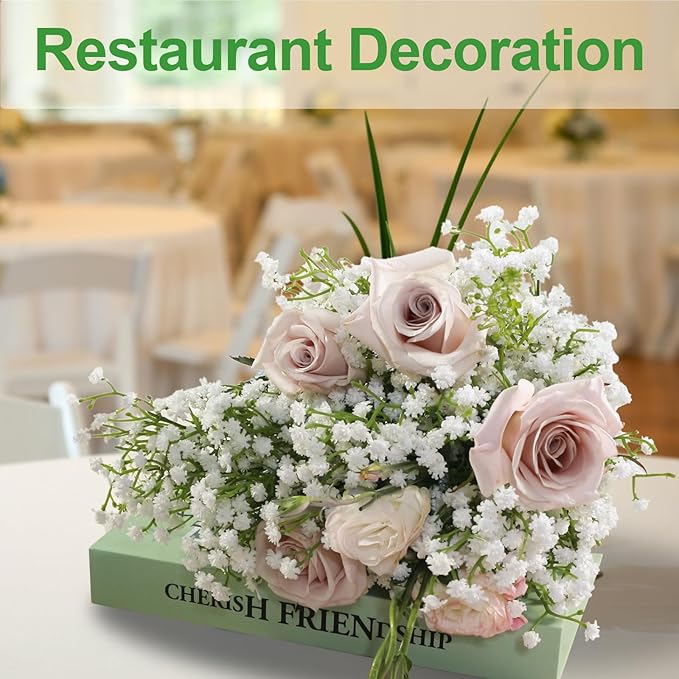 15 Pack Real Touch Artificial Baby's Breath Flowers - 21" Bendable Stems for Wedding Bouquets, Home Centerpieces & Outdoor Decor (Waterproof, Dustproof, White)