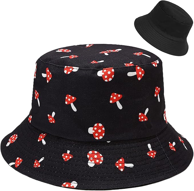 XYIYI Cute Bucket Hat Beach Fisherman Hats for Women, Reversible Double-Side-Wear
